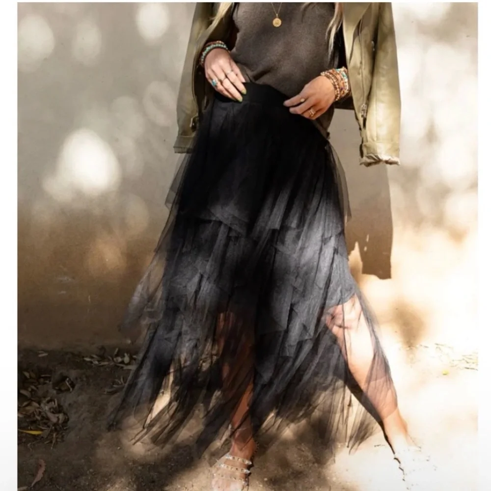 Three Bird Nest Black Layered Tulle Ballerina Skirt - Picture 4 of 9